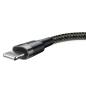 Preview: Baseus Cafule USB / Lightning Ladekabel/Datenkabel Nylon geflochten für iPhone/iPad/Airpods - QC3.0 2,4A - schwarz/grau (1M)