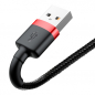 Preview: Baseus Cafule USB / Lightning Ladekabel/Datenkabel Nylon geflochten für iPhone/iPad/Airpods - QC3.0 2,4A - schwarz/rot (1M)