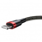 Preview: Baseus Cafule USB / Lightning Ladekabel/Datenkabel Nylon geflochten für iPhone/iPad/Airpods - QC3.0 2,4A - schwarz/rot (1M)