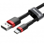 Preview: Baseus Cafule Cable durabel Kabel mit Nylon geflochtenes Ladekabel USB / USB-C QC3.0 3A 1M schwarz/rot