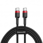 Preview: Baseus Cafule Ladekabel/Datenkabel Nylon geflochten USB-C PD / USB-C PD,  PD2.0 -  60W 20V 3A QC3.0 - schwarz/rot (2M)