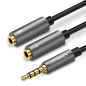 Preview: Ugreen Kabel Kopfhörer Splitter 3,5 mm Mini-Buchse AUX-Mikrofon silber (20 cm)