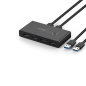 Preview: Ugreen Schaltkasten HUB Schalter Switch 4x USB 3.0 Gen 1 auf zwei Computer, schwarz