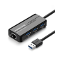 Preview: Ugreen HUB 3x USB 3.0 Externer Netzwerkadapter RJ45 Giga Ethernet schwarz