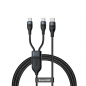 Preview: Baseus 2in1 Ladekabel/Datenkabel  USB Typ C (5 A - 100 W / 65 W / 18 W) schwarz (1,5m)