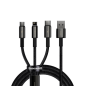 Preview: Baseus Tungsten 3in1 Schnellladekabel USB - USB Typ C / Lightning / micro USB 3,5A schwarz (1,5 m)