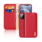 Preview: Dux Ducis Hivo Echtleder Flip Wallet mit Kartenfach für Apple iPhone 13 mini, Rot