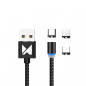 Preview: Wozinsky Magnetkabel USB / Micro USB / USB Typ C / Lightning Kabel mit LED schwarz, 1m (WMC-01)