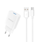 Preview: Dudao Single-USB 5V/2.4A Ladegerät QC3.0 Quick Charge 3.0 + Kabel USB Typ C weiß (A3EU)