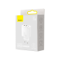 Preview: Baseus Compact Schnellladegerät USB-C + 2x USB-A 30W 3A Power Delivery Quick Charge weiss