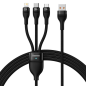 Preview: Baseus Flash Series II 3in1 Ladekabel USB zu USB Typ C / Lightning / Micro USB 100 W 1,2 m schwarz