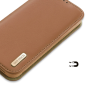 Preview: Dux Ducis Hivo RFID-Schutz Natur-Leder Flip-Wallet für iPhone 15 Pro, braun