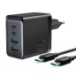 Preview: Joyroom Ladegerät GaN 67W 4 Ports (2x USB-A, 2x USB-C) + Kabel USB-C ZU USB-C 100W 1,2m, schwarz