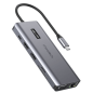 Preview: Choetech multifunktion HUB mit Display 12in1 USB-C auf USB-C, USB-A, HDMI, VGA, AUX, SD,TF grau