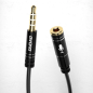 Preview: Dudao 4-poliges Kabel AUX Verlängerungskabel für Kopfhörer mit Mikrofon 3,5 mm Miniklinke schwarz