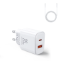 Preview: Joyroom JR-TCF05 20W USB-A + USB-C Dual Ladegerät + USB-C zu USB-C Kabel, weiss (JR-TCF05)