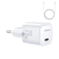 Preview: Joyroom USB-C 20W PD Mini-Ladegerät mit Ladekabel USB-C zu Lightning, weiss (JR-TCF02)