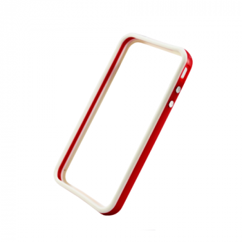 Silikon Bumper für iPhone 4 weiß-rot mit Tasten