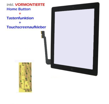 Touchscreen & Displayglas für Apple iPad 3 / 4 schwarz