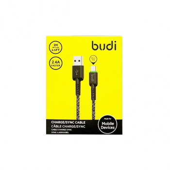 budi microUSB Datenkabel/Ladekabel Nylon geflochten schwaz/grau (2 Meter)