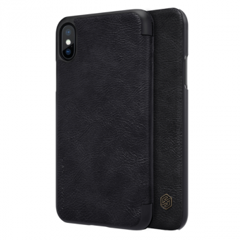 Nillkin Qin Leder Flip-Tasche mit Kartenfach für Apple iPhone Xs / X schwarz