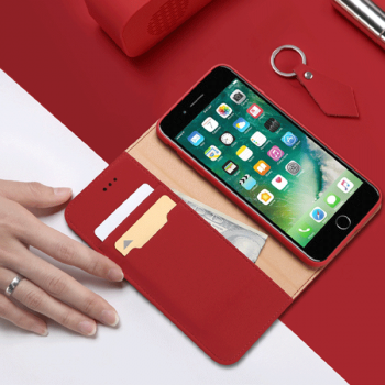 Dux Ducis Wish Series Echt Leder Flip Wallet für Apple iPhone Xs / X rot