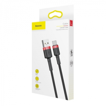 Baseus Cafule Cable durabel Kabel mit Nylon geflochtenes Ladekabel USB / USB-C QC3.0 3A 1M schwarz/rot