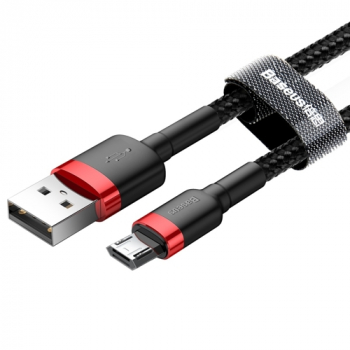 Baseus micro USB Datenkabel/Ladekabel, Nylon Geflochten schwarz / rot (1m)