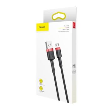 Baseus micro USB Datenkabel/Ladekabel, Nylon Geflochten schwarz / rot (3m)