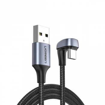 Ugreen Nylon geflochten Winkel USB Kabel - USB Typ C, 3A - für Gamer 1m grau