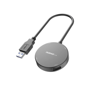 Dudao 4in1 HUB USB - 1x USB 3.2 Gen 1 / 3x USB 2.0 Adapter Splitter + Kabel schwarz