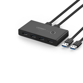 Ugreen Schaltkasten HUB Schalter Switch 4x USB 3.0 Gen 1 auf zwei Computer, schwarz