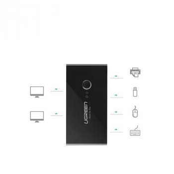 Ugreen Schaltkasten HUB Schalter Switch 4x USB 3.0 Gen 1 auf zwei Computer, schwarz