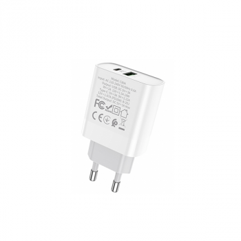 HOCO C80A Intelligent Balance Qualcomm (Type-C + USB A) Schnellladegerät PD 20W/QC3.0, weiß