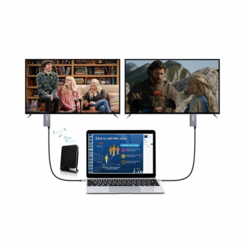 Choetech USB Typ C auf HDMI Adapter 4K + USB Typ C PD für MacBook / PC 1,8m grau