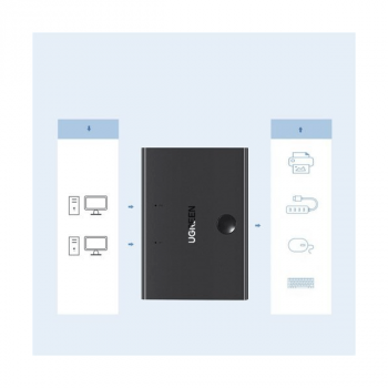 Ugreen USB HUB Switch 1x USB 2.0 - 2x USB Typ B Splitter für zwei Computer schwarz (30345 US158)