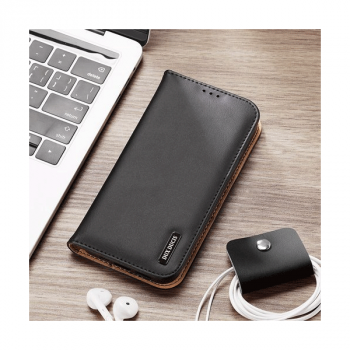 Dux Ducis Hivo Echtleder Flip Wallet mit Kartenfach für Apple iPhone 13 mini Schwarz