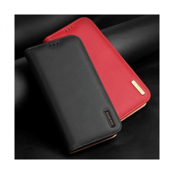 Dux Ducis Hivo Echtleder Flip Wallet mit Kartenfach für Apple iPhone 13 Pro Max, Schwarz