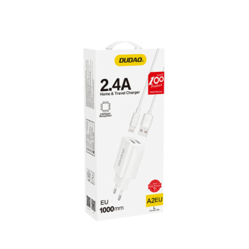 Dudao Netz-Ladegerät 2x USB 5V / 2.4A + Lightning Ladekabel, weiß (A2EU)