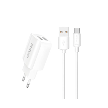 Dudao Netz-Ladegerät 2x USB 5V / 2.4A + USB Type-C Ladekabel weiß (A2EU)