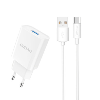 Dudao Single-USB 5V/2.4A Ladegerät QC3.0 Quick Charge 3.0 + Kabel USB Typ C weiß (A3EU)