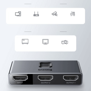 Baseus 2-Wege-Switch HDMI-Umschalter - 2x HDMI 4K / 30 Hz grau (CAHUB-BC0G)