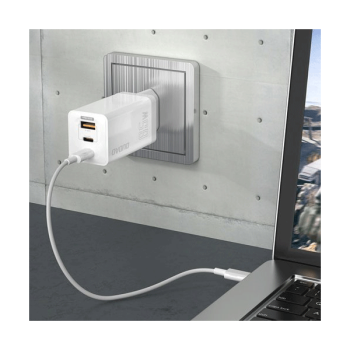 Dudao GaN Schnellladegerät 65W - 2x USB Typ C Quick Charge Power Delivery (Galliumnitrid) weiß