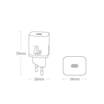 Baseus Super Si 1C Schnellladegerät USB-C 20W Power Delivery schwarz (CCSUP-B01)