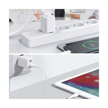 Joyroom Ladegerät USB-A + USB-C 30W Power Delivery QuickCharge 3.0 AFC FCP weiß (L-QP303)