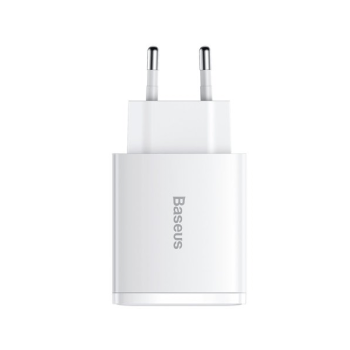 Baseus Compact Schnellladegerät USB-C + 2x USB-A 30W 3A Power Delivery Quick Charge weiss