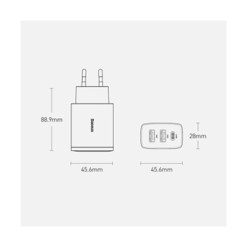 Baseus Compact Schnellladegerät USB-C + 2x USB-A 30W 3A Power Delivery Quick Charge weiss