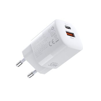 Choetech Schnellladegerät USB-Netz-Adapter USB-A + USB-C PD QC 33W weiß (PD5006)