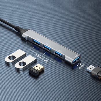 Dudao HUB 4in1 USB-A zu 4x USB-A (3 x USB2.0 / USB3.0) 6,3cm schwarz (A16B)