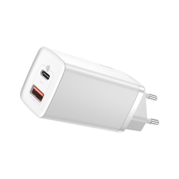 Baseus GaN2 Lite Fast 65W USB / USB Type-C Quick Charge 3.0 Power Delivery (Galliumnitrid), weiss